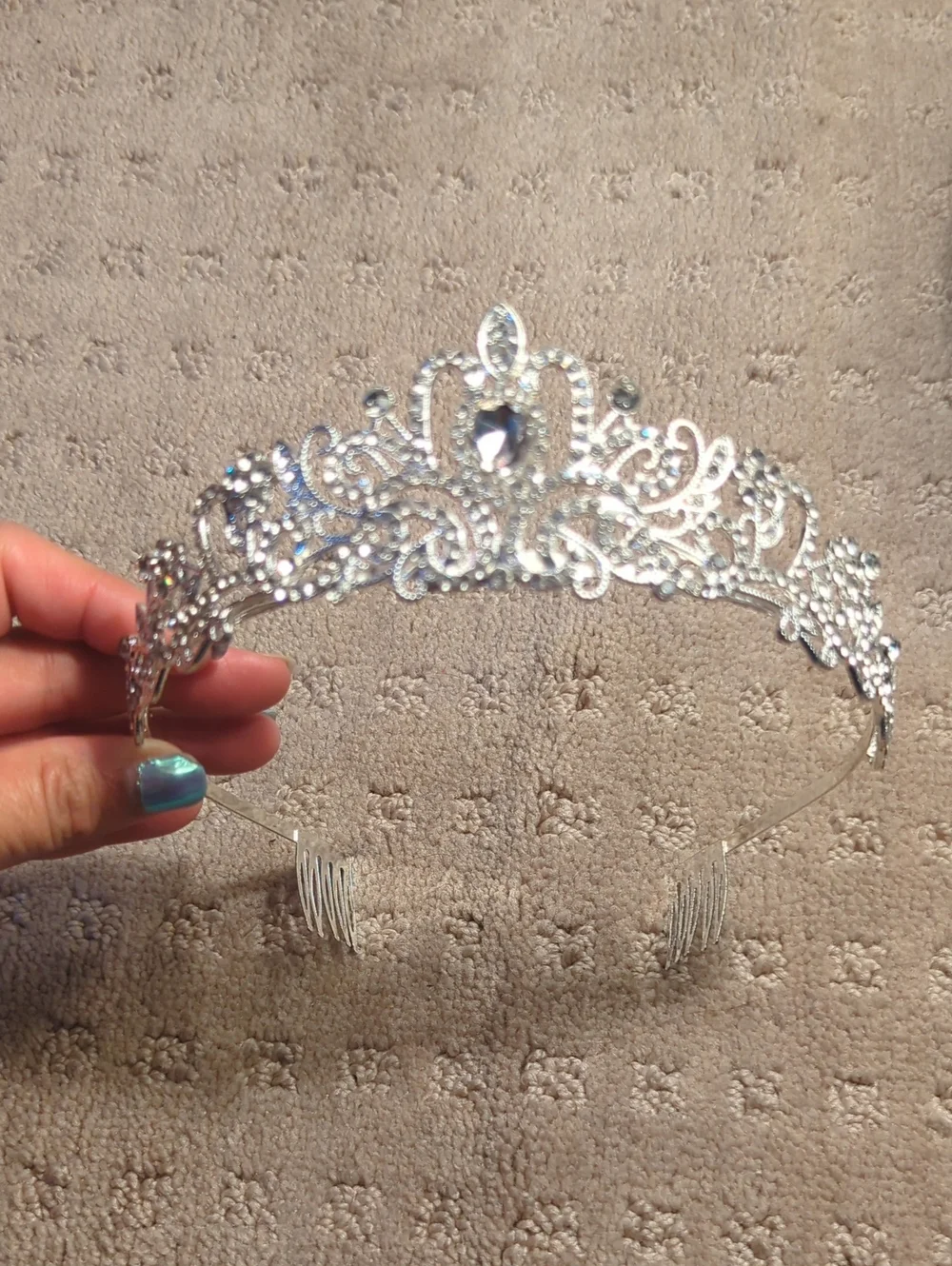 Silver Crystal Tiara Headband - Elegant Women's Accessory Princess